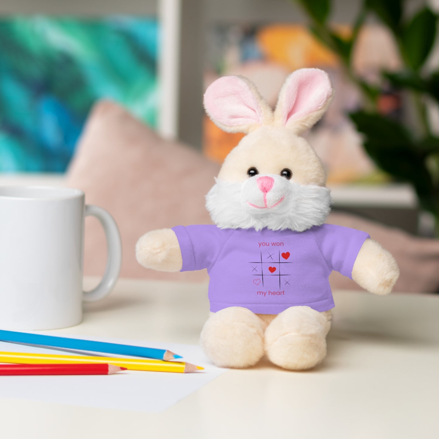 Adorable Bunny Stuffed Animal with Love Tee – Perfect Gift for Kids on Valentine's Day