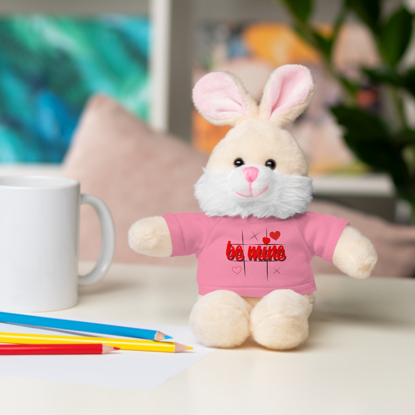 Loveable Stuffed Animal with 'Be Mine' Tee – Perfect Gift for Valentine's Day