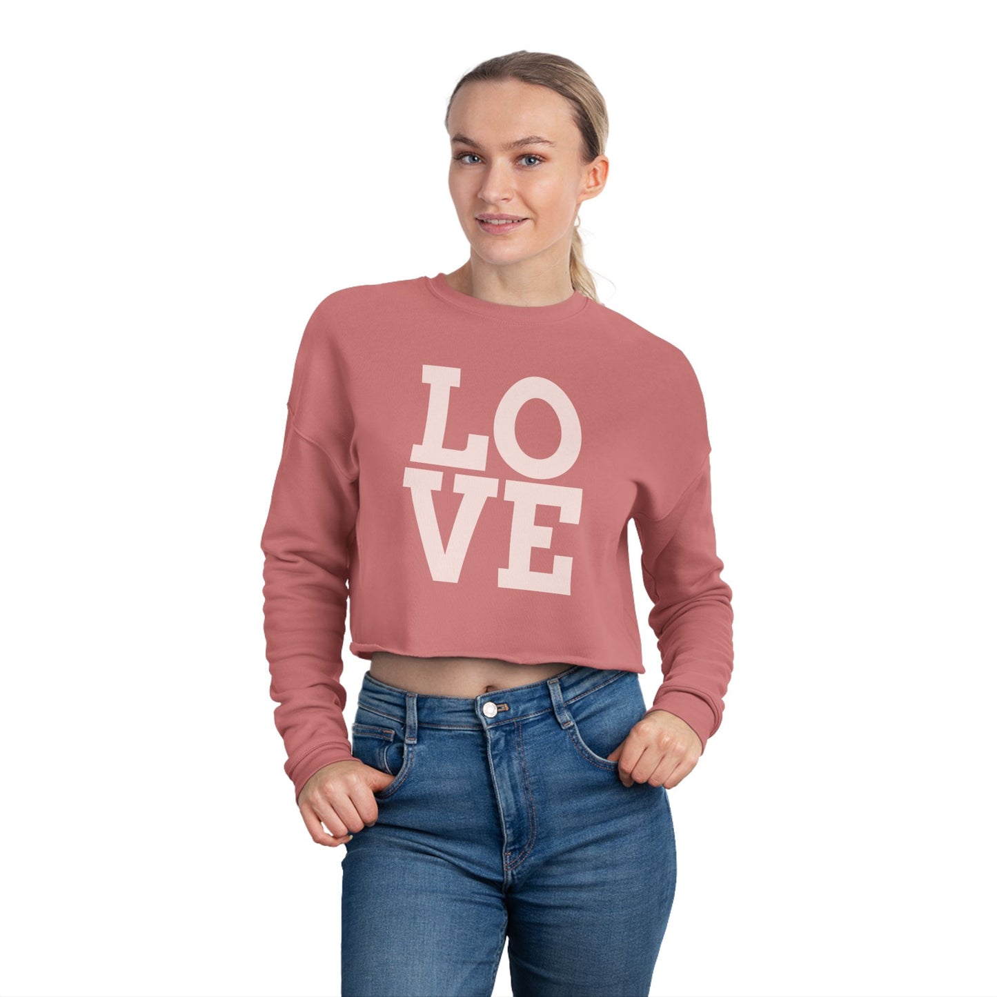 Cropped Sweatshirt with 'LOVE' Design - Stylish, Comfortable & Perfect for Casual Outfits