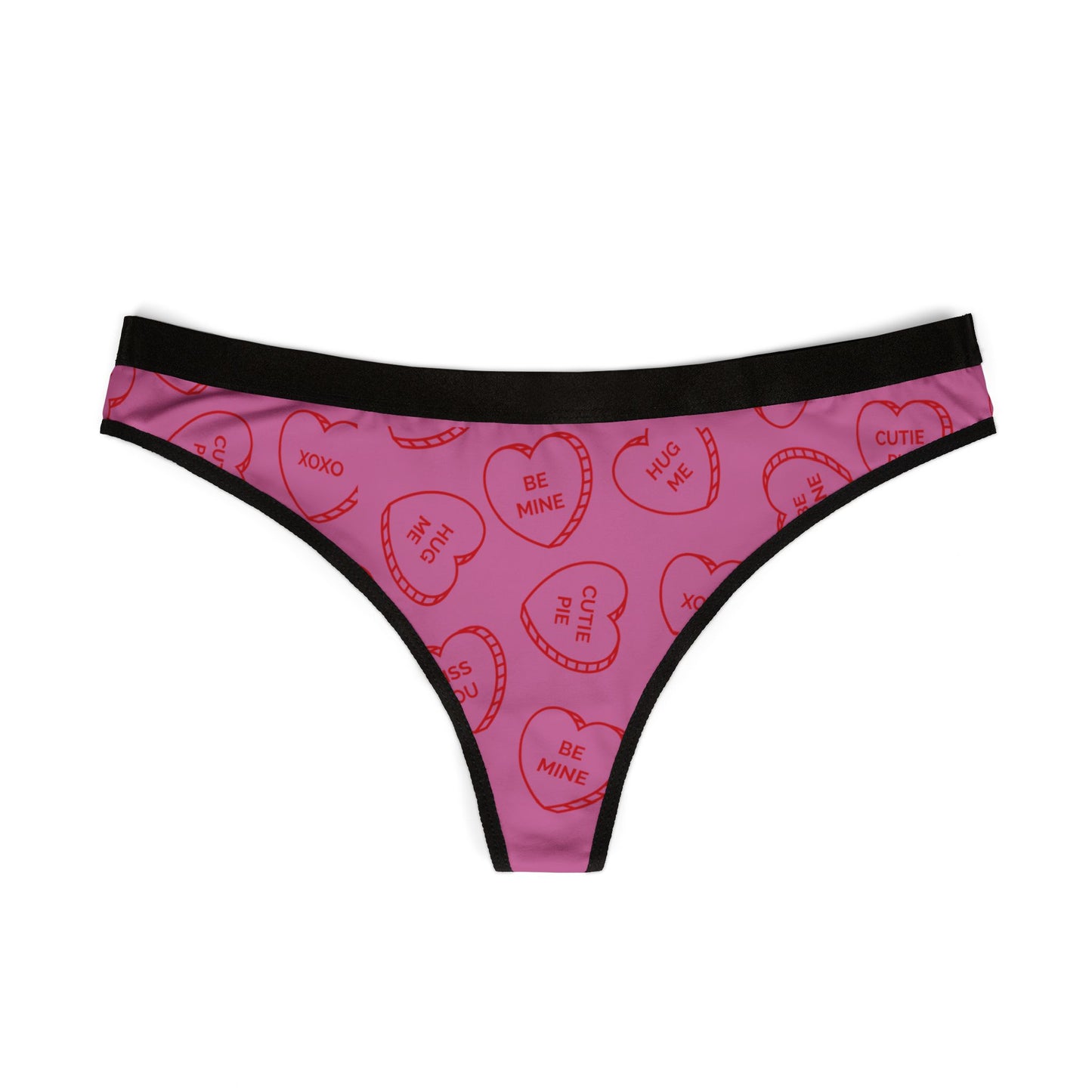 Romantic Heart Print Women's Thongs - 'Be Mine' Love Craving Underwear