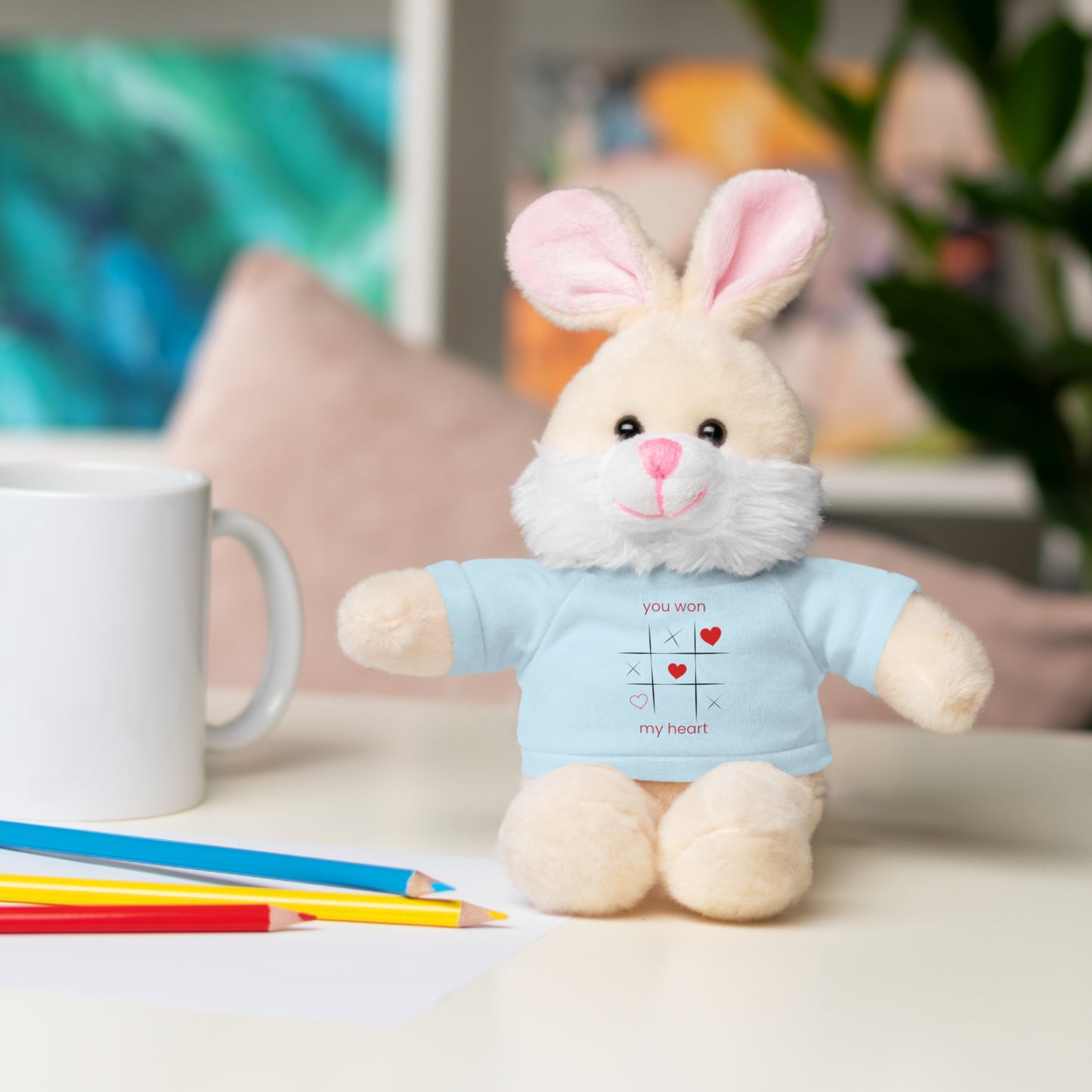 Adorable Bunny Stuffed Animal with Love Tee – Perfect Gift for Kids on Valentine's Day