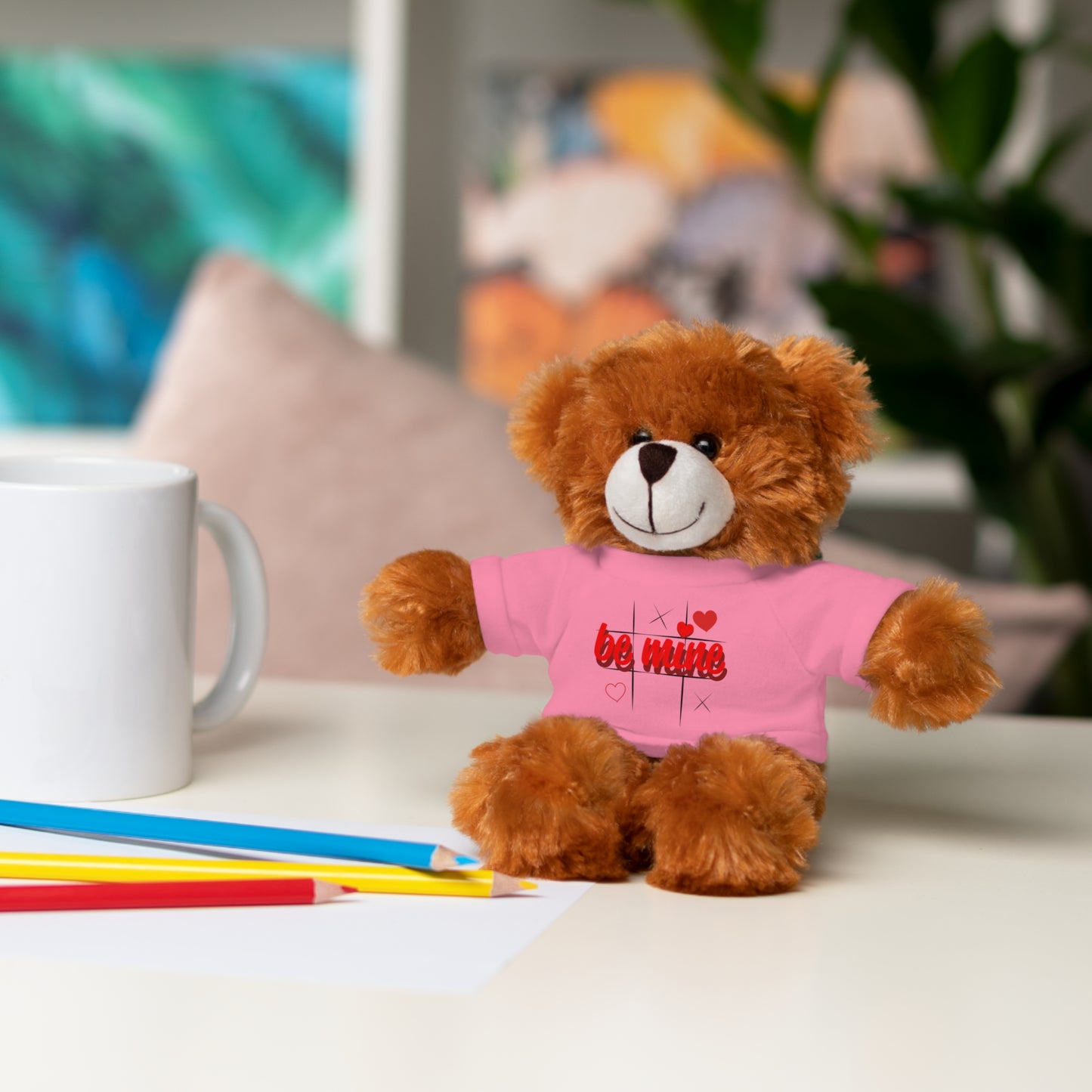 Loveable Stuffed Animal with 'Be Mine' Tee – Perfect Gift for Valentine's Day