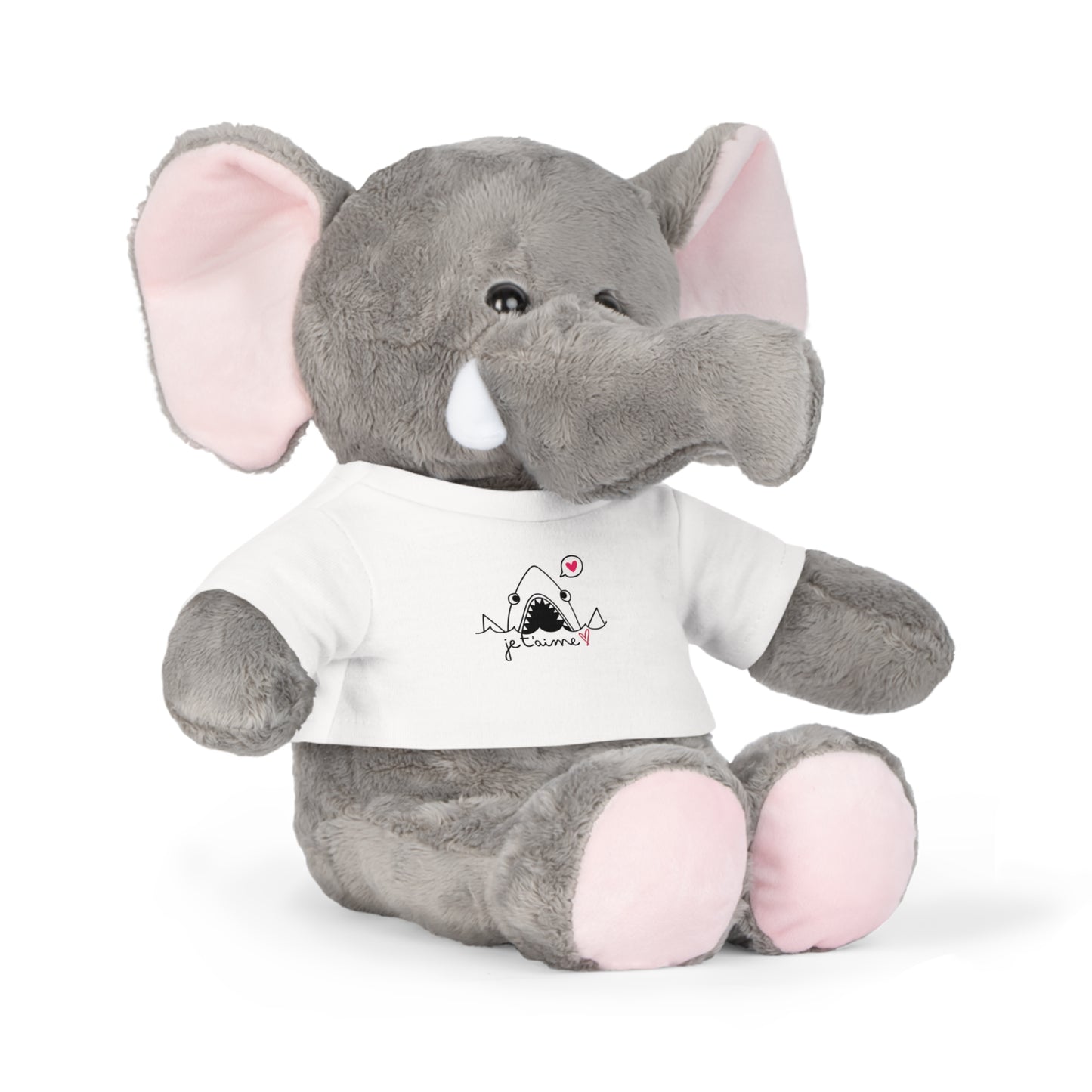 Cute Plush Toy with T-Shirt - Adorable 'Je t'aime' Shark Design for Kids - Perfect Gift for Birthdays and Valentine's Day