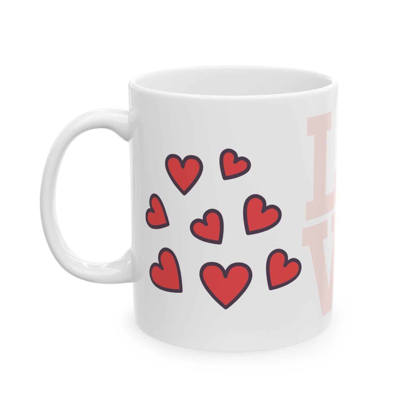 Love Hearts Ceramic Mug - Perfect Gift for Valentine's Day & Romantic Occasions