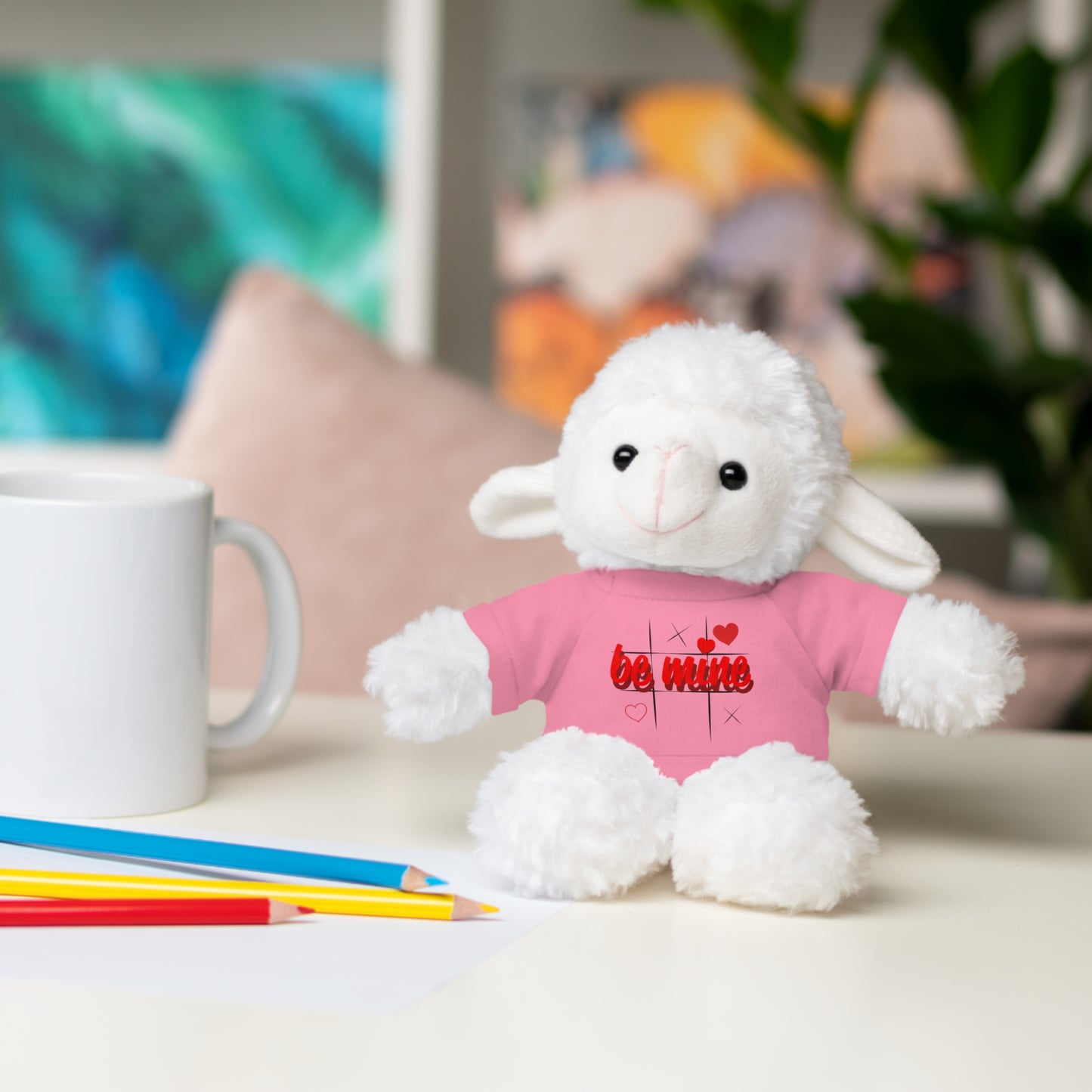 Loveable Stuffed Animal with 'Be Mine' Tee – Perfect Gift for Valentine's Day