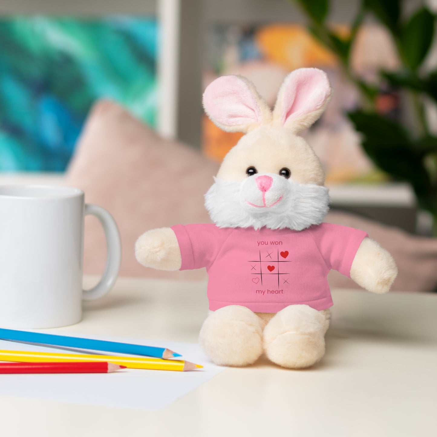 Adorable Bunny Stuffed Animal with Love Tee – Perfect Gift for Kids on Valentine's Day