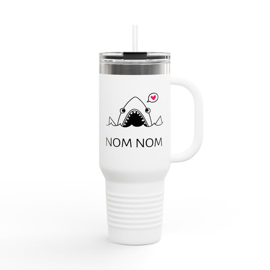 Nom Nom Shark Insulated Travel Mug - 40oz, Cute Funny Gift for Food Lovers