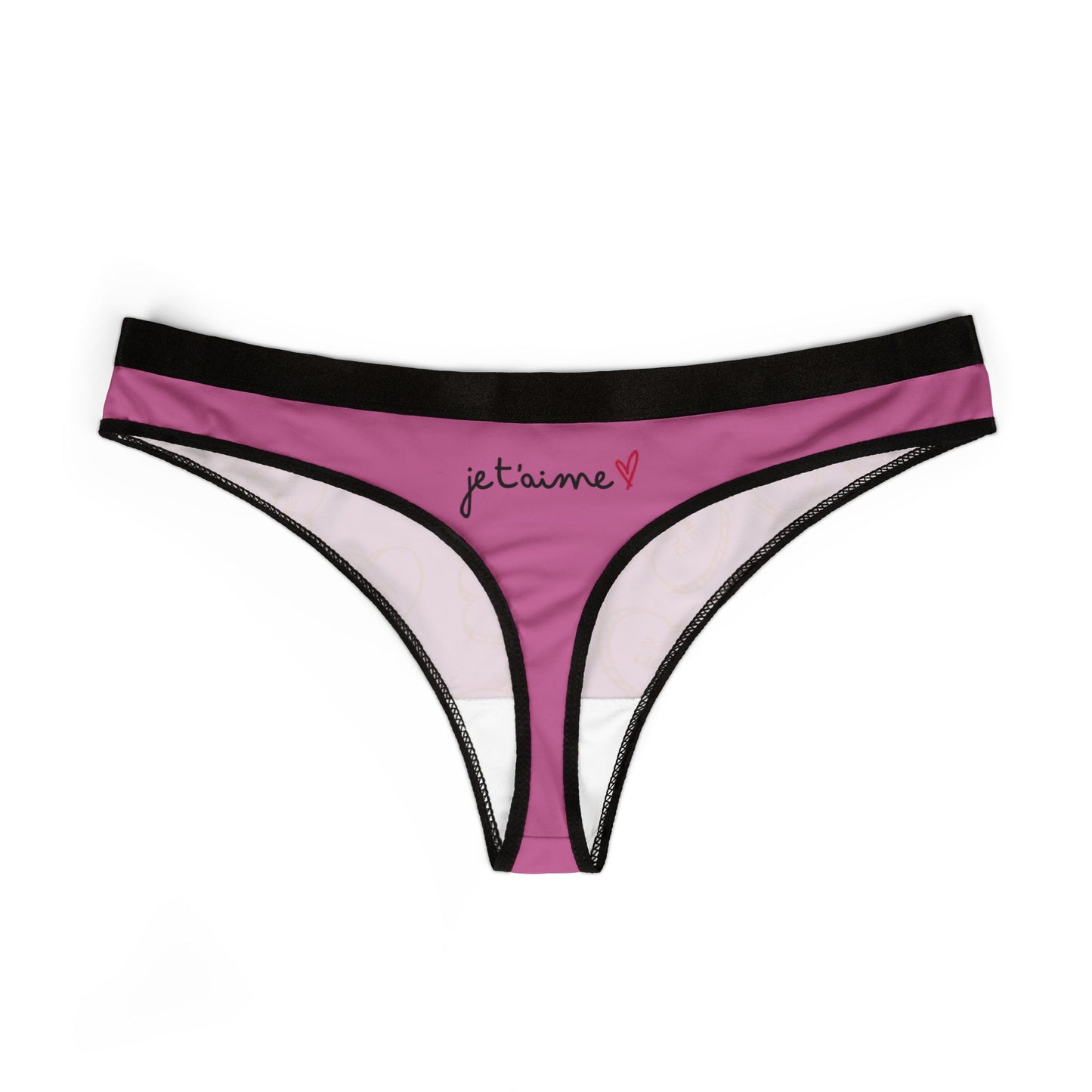 Romantic Heart Print Women's Thongs - 'Be Mine' Love Craving Underwear