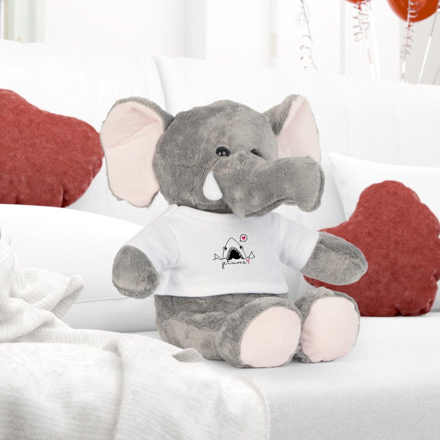 Cute Plush Toy with T-Shirt - Adorable 'Je t'aime' Shark Design for Kids - Perfect Gift for Birthdays and Valentine's Day