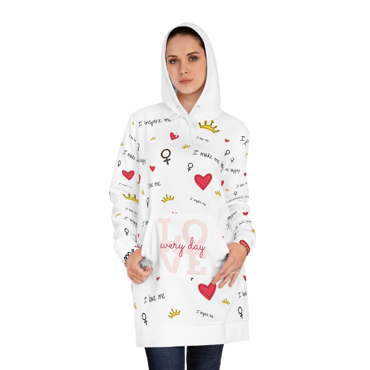 Inspirational Hoodie Dress for Women - Love & Happiness Theme