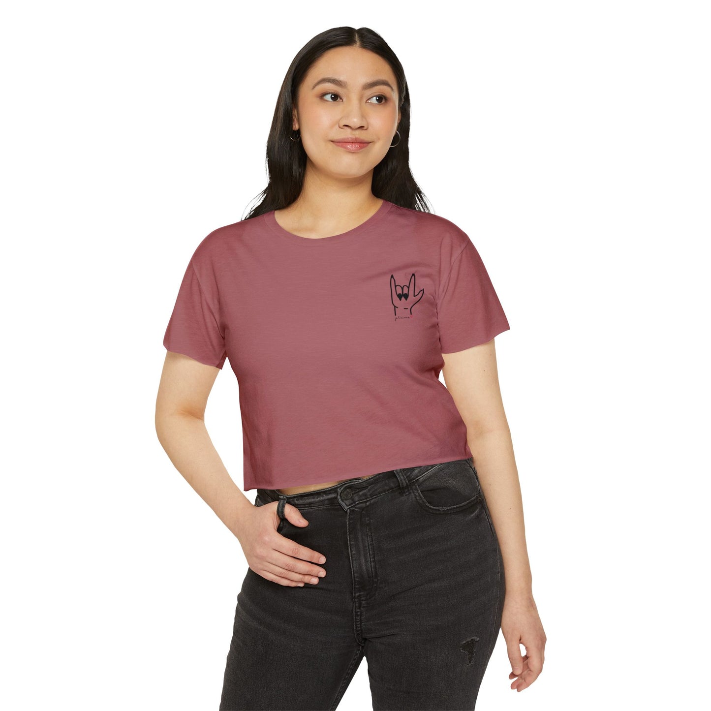 I Love You Sign Language Crop Top for Women