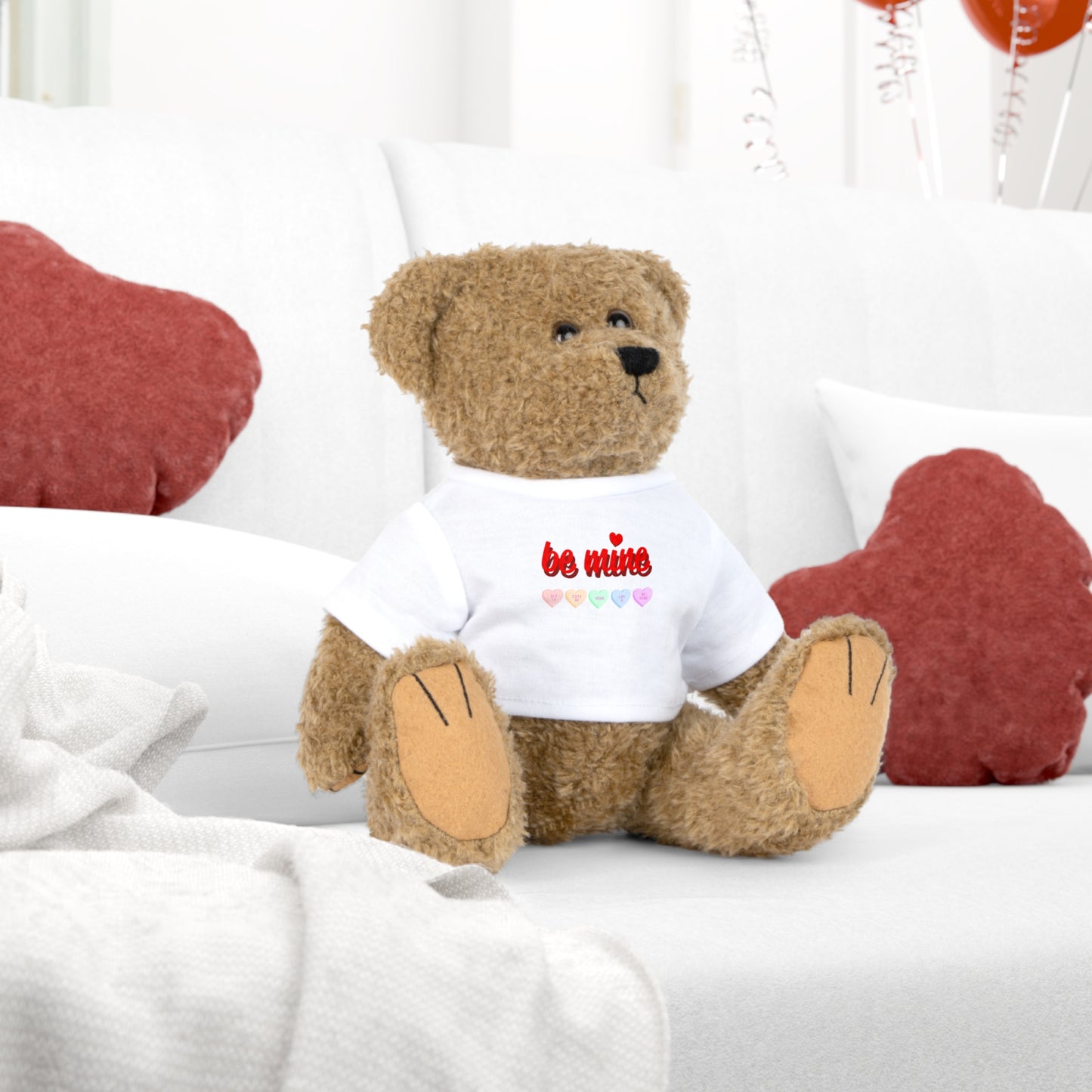 Valentine's Day Plush Toy with 'Be Mine' T-Shirt