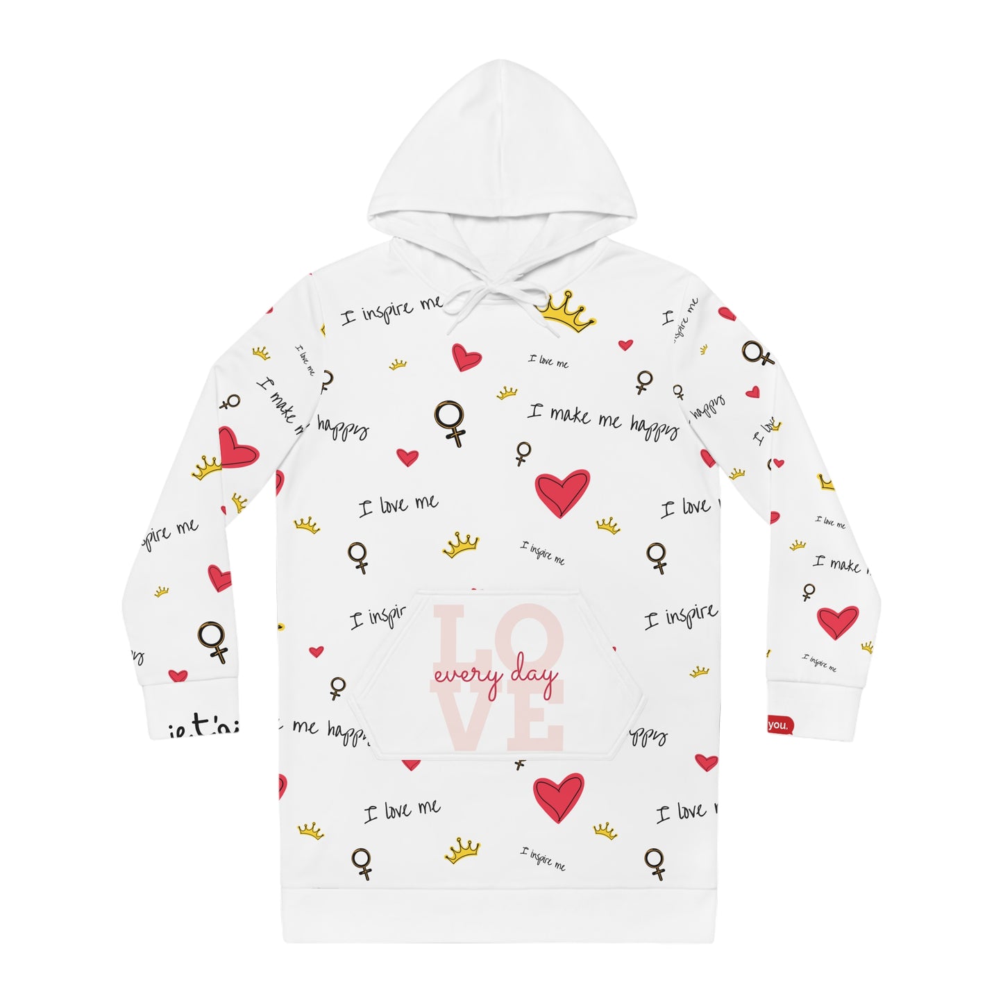 Inspirational Hoodie Dress for Women - Love & Happiness Theme