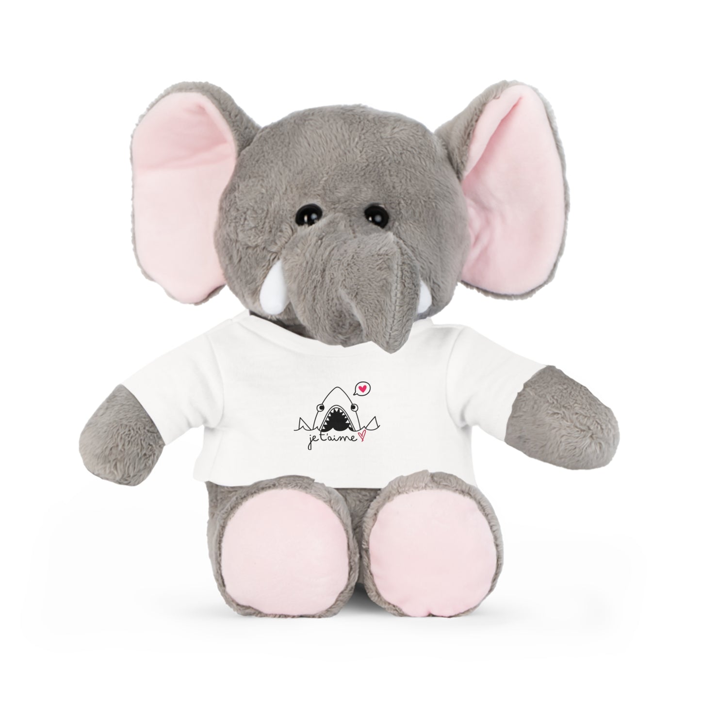 Cute Plush Toy with T-Shirt - Adorable 'Je t'aime' Shark Design for Kids - Perfect Gift for Birthdays and Valentine's Day