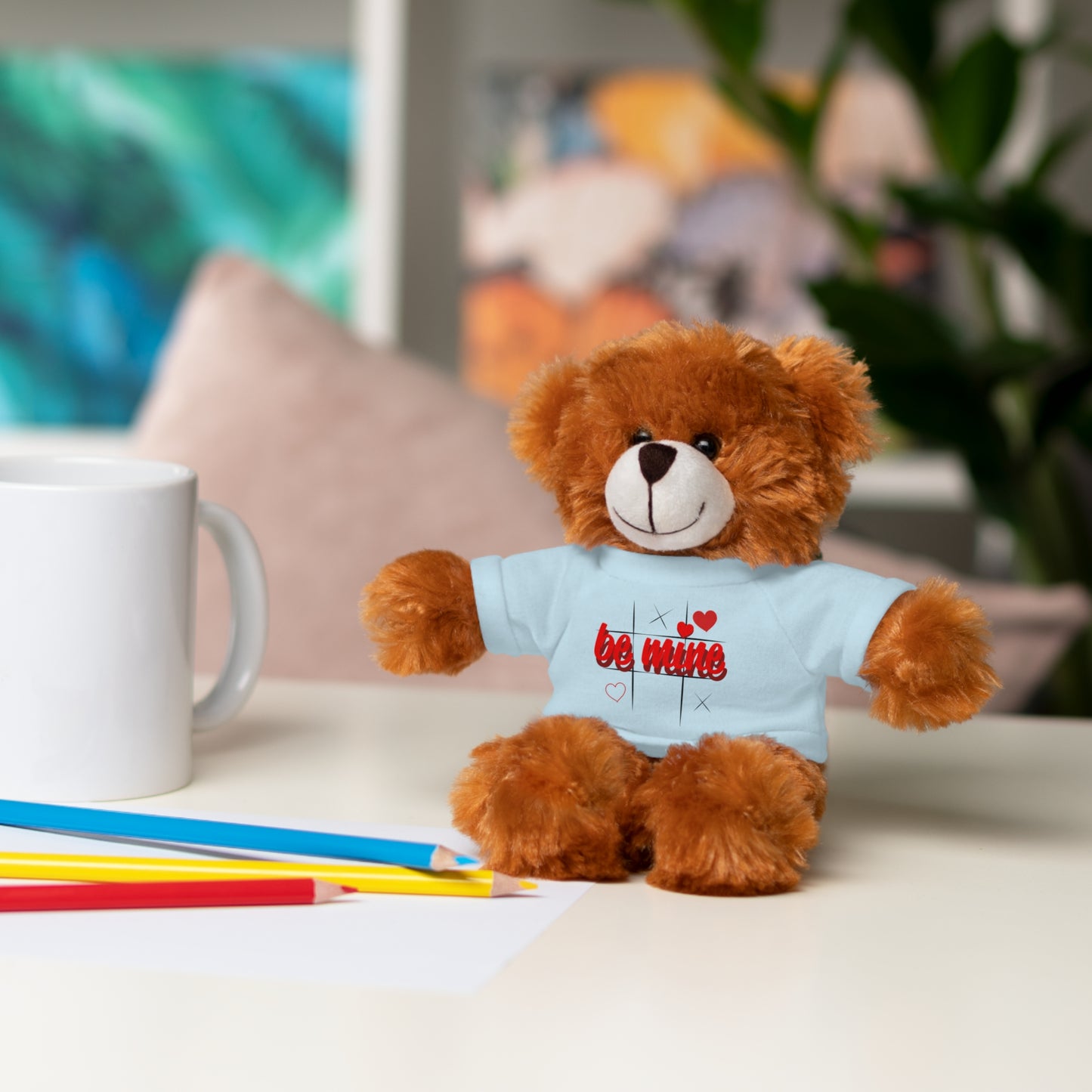 Loveable Stuffed Animal with 'Be Mine' Tee – Perfect Gift for Valentine's Day