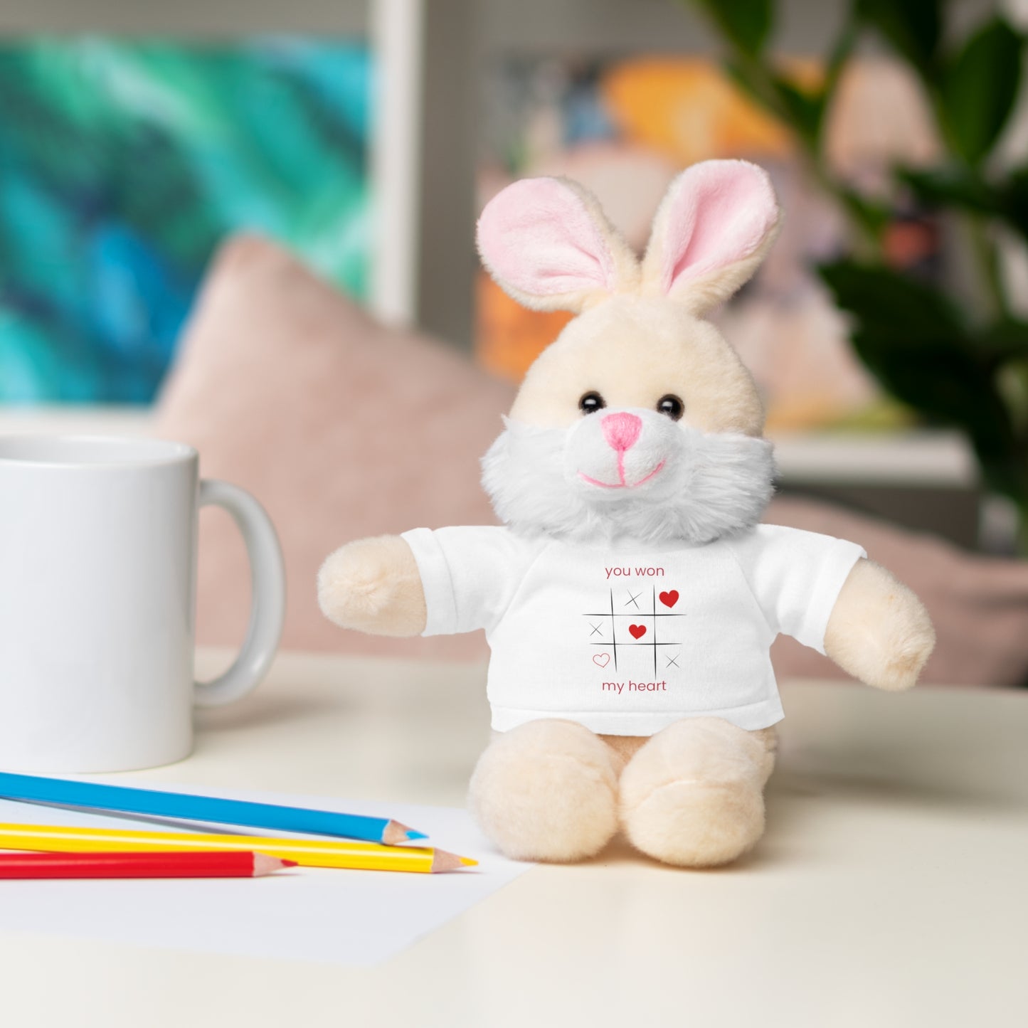 Adorable Bunny Stuffed Animal with Love Tee – Perfect Gift for Kids on Valentine's Day