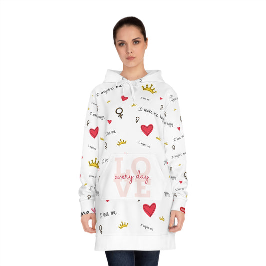 Inspirational Hoodie Dress for Women - Love & Happiness Theme