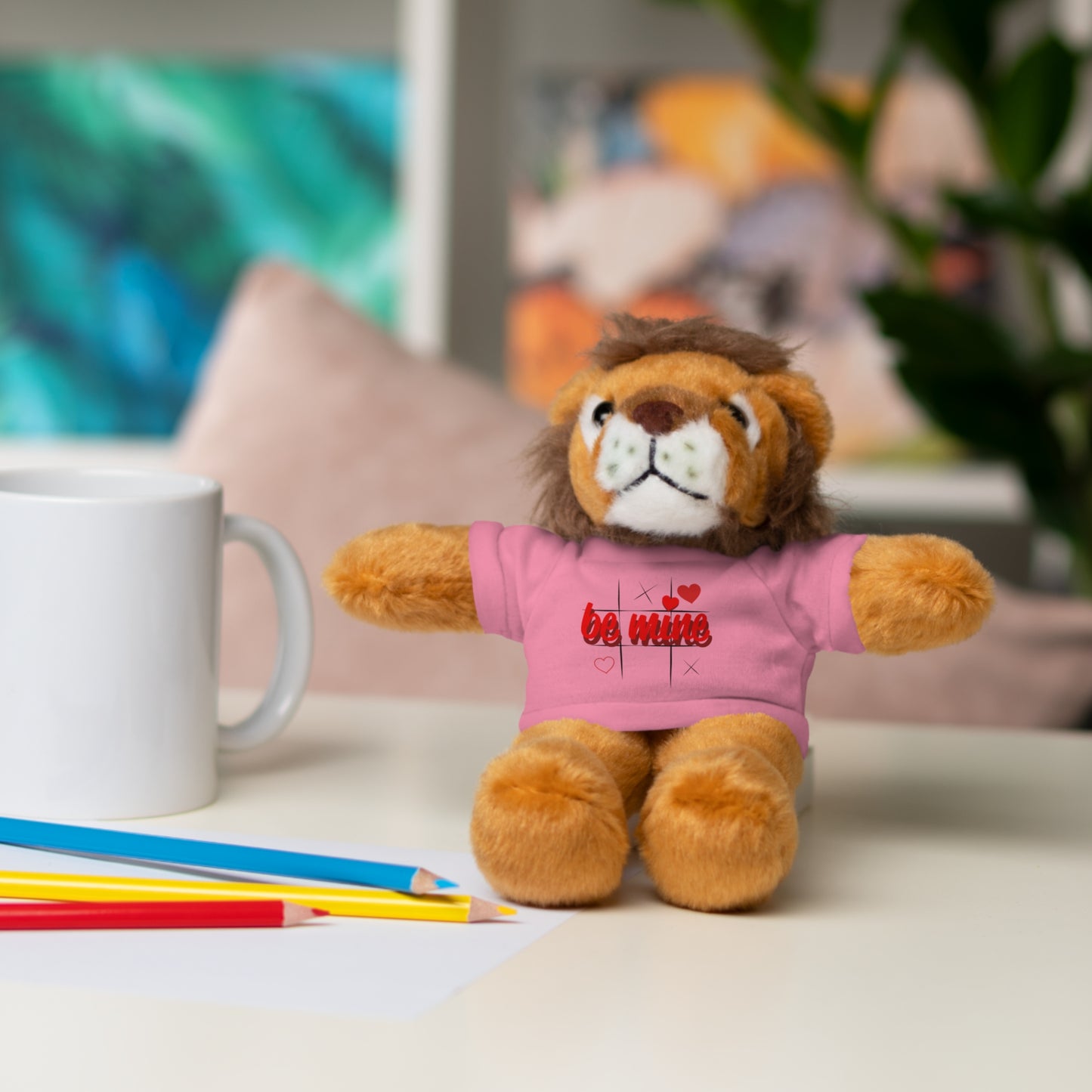 Loveable Stuffed Animal with 'Be Mine' Tee – Perfect Gift for Valentine's Day