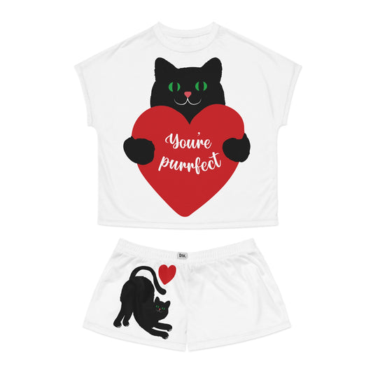 Cat Lover's Short Pajama Set - "You’re Purrfect"