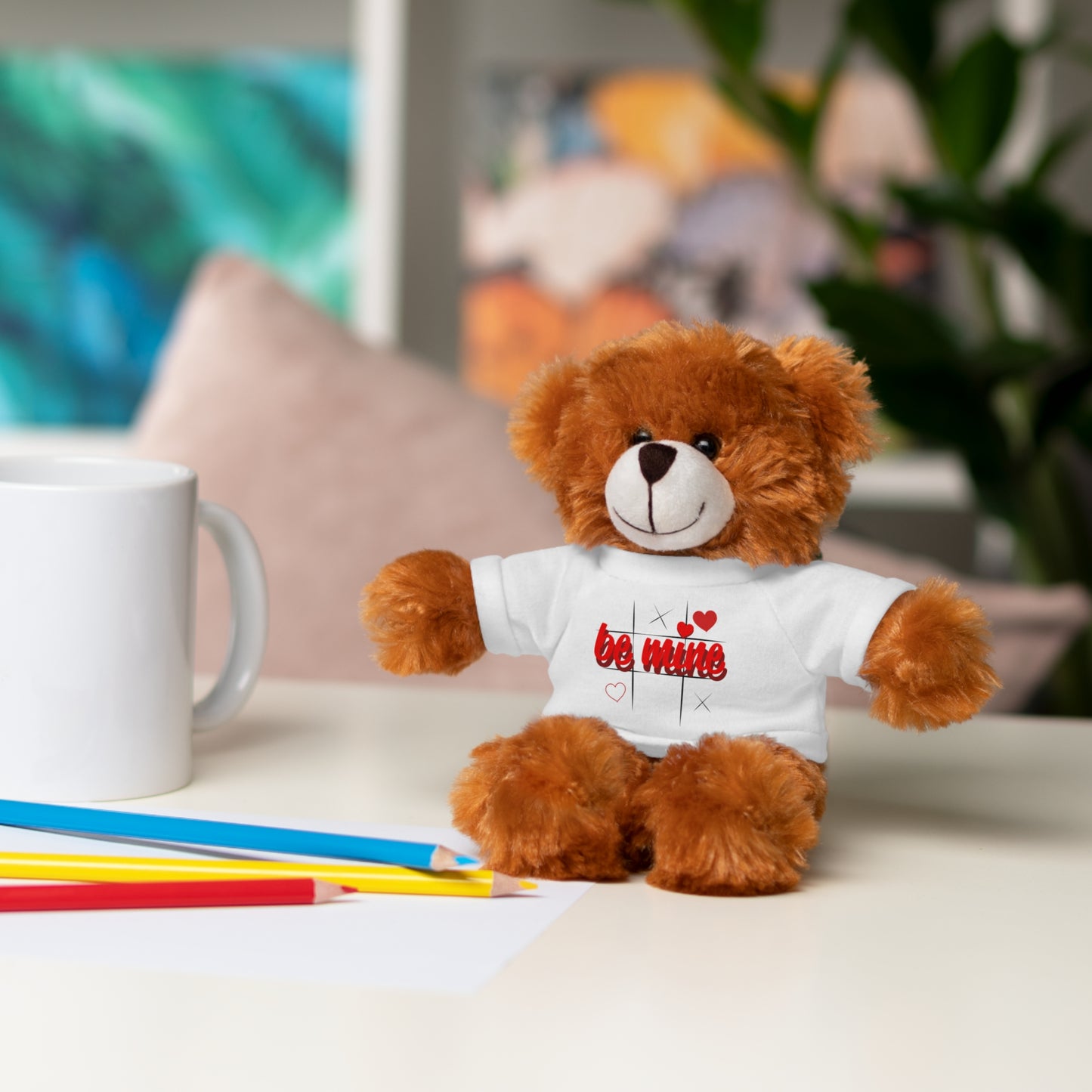 Loveable Stuffed Animal with 'Be Mine' Tee – Perfect Gift for Valentine's Day