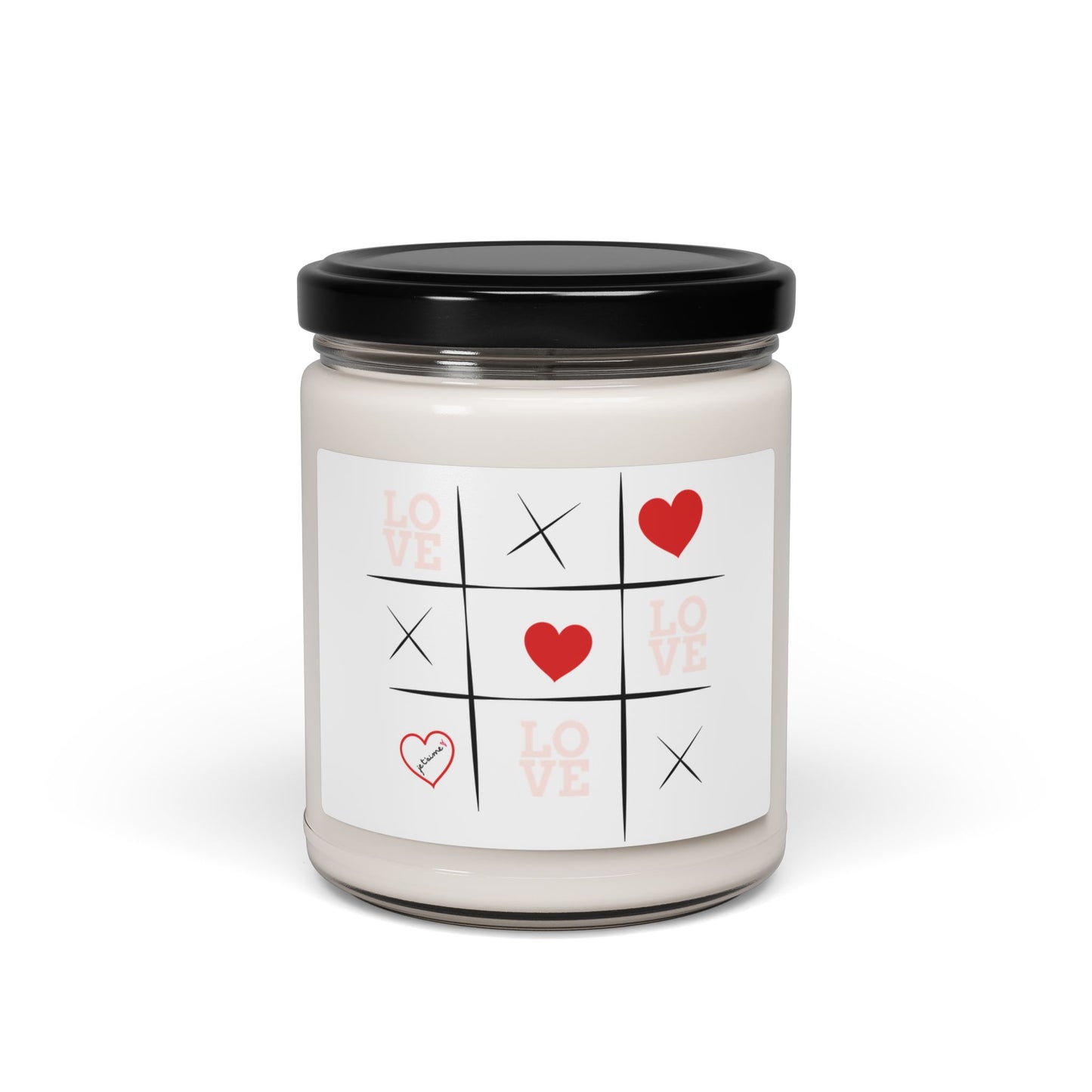 Romantic Scented Soy Candle - Love Tic Tac Toe Design - Perfect for Valentine's Day and Cozy Evenings