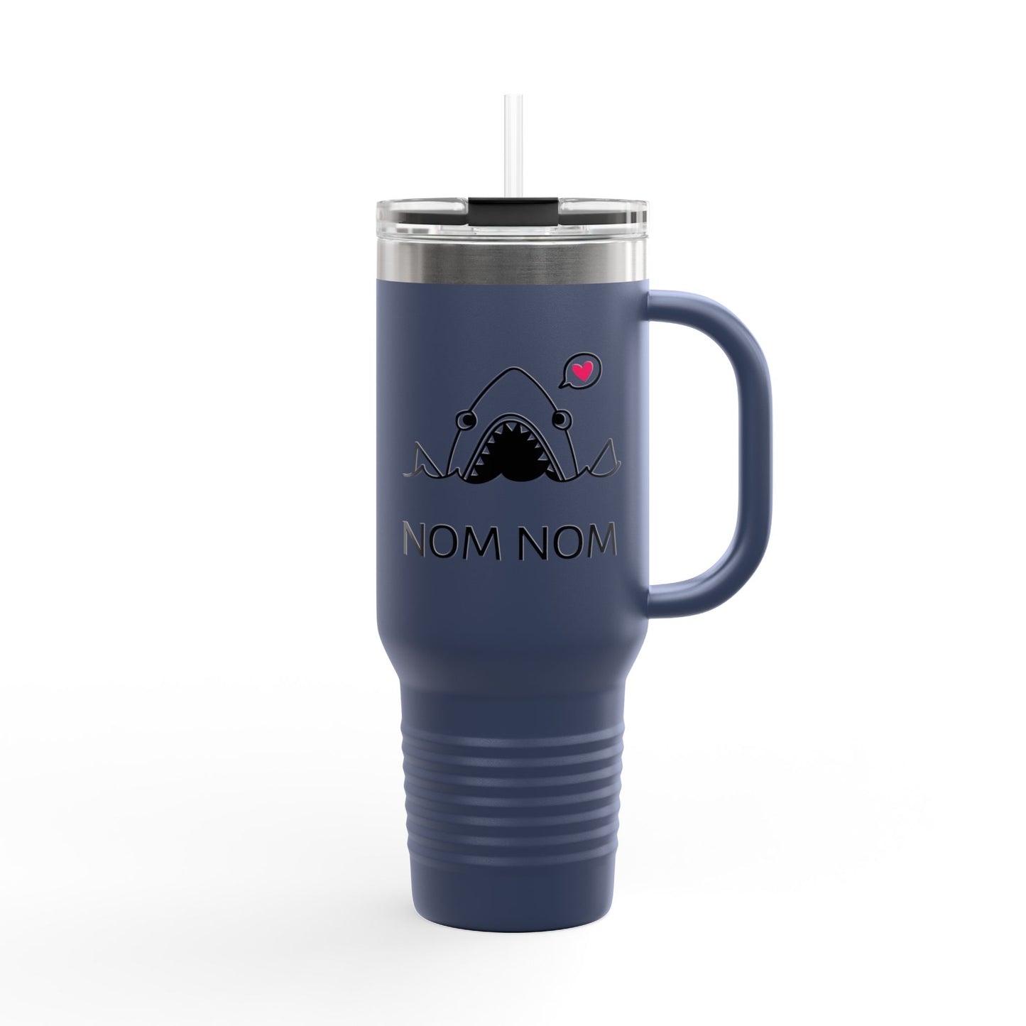 Nom Nom Shark Insulated Travel Mug - 40oz, Cute Funny Gift for Food Lovers