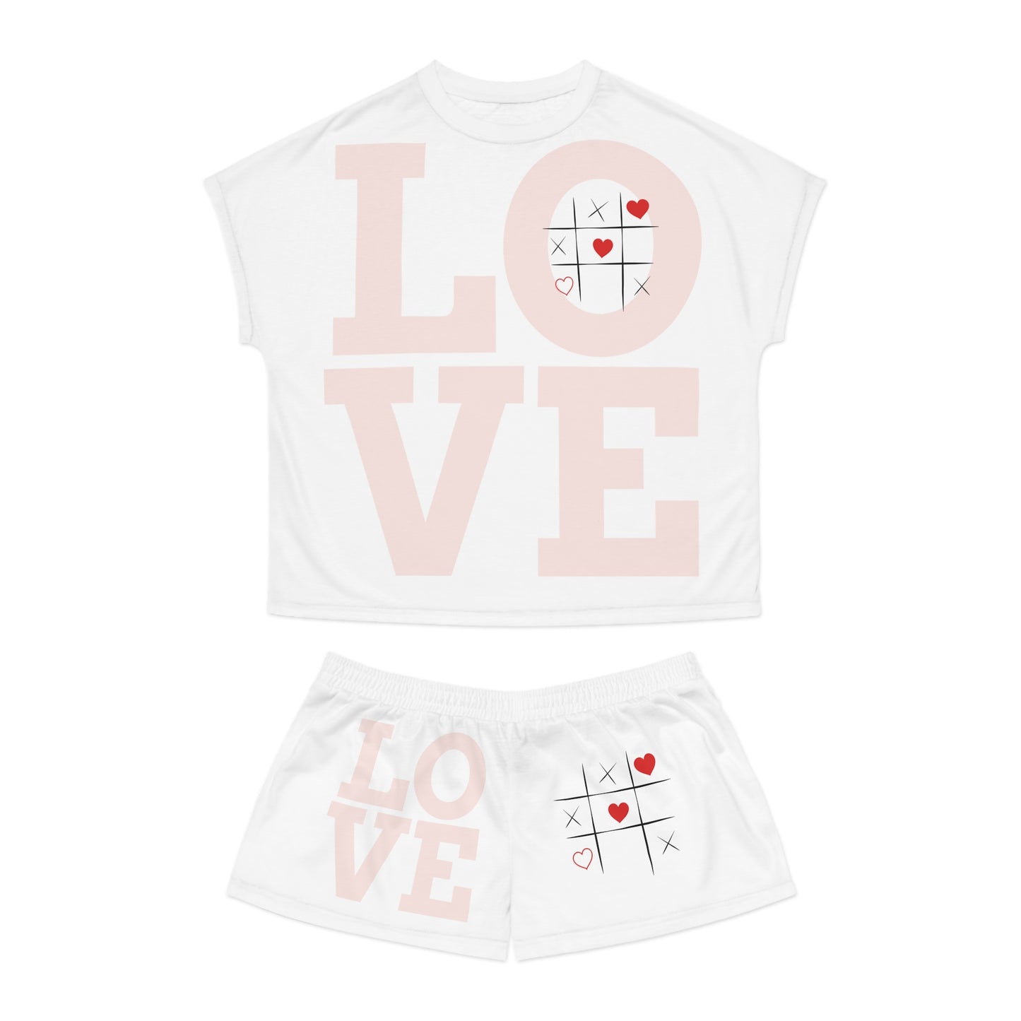 Love Print Women's Short Pajama Set - Cozy & Cute Loungewear